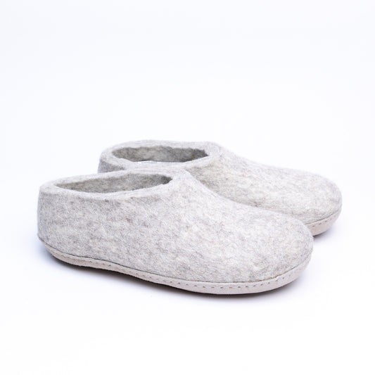 Marbled Tan Wool Felt Ankle Boots