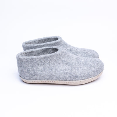 Marbled Light Grey Wool Felt Ankle Boots