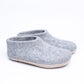Marbled Light Grey Wool Felt Ankle Boots