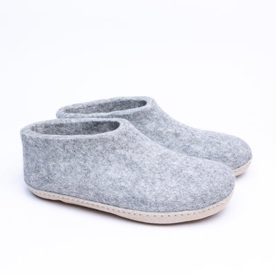 Marbled Light Grey Wool Felt Ankle Boots