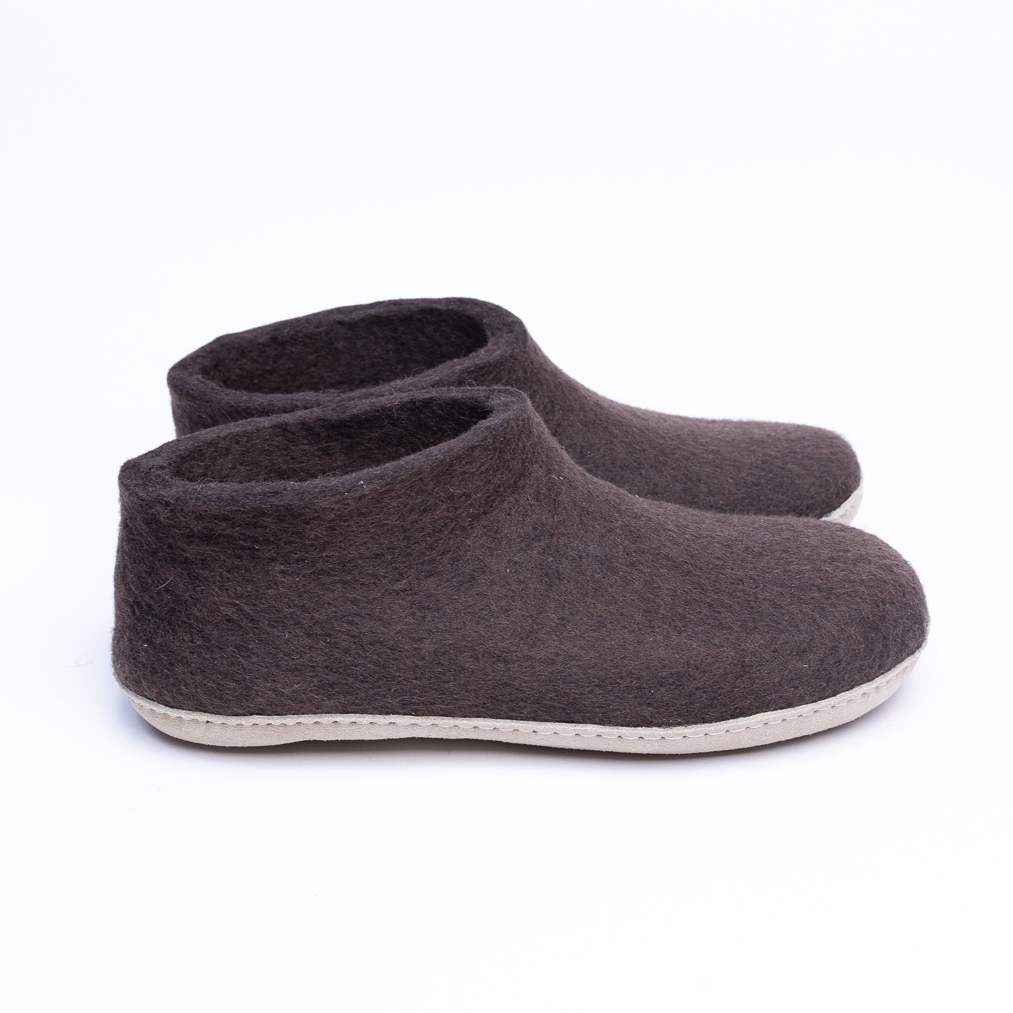 Dark Brown Wool Felt Ankle Boots - Kuuma Shoes