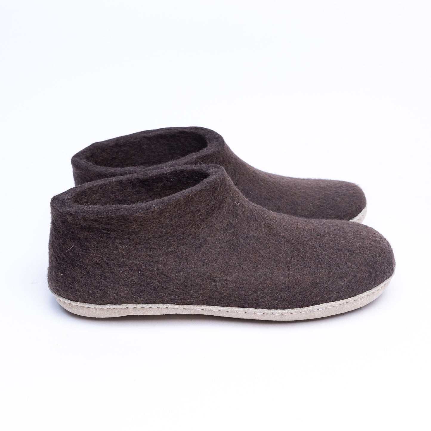 Dark Brown Wool Felt Ankle Boots