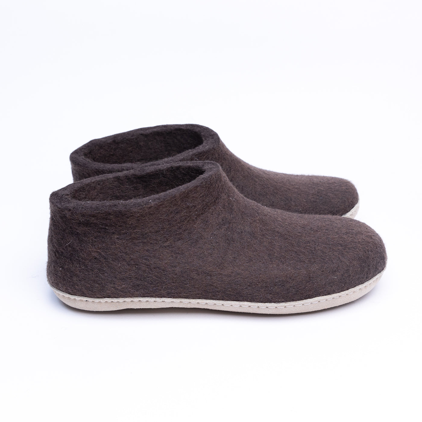 Dark Brown Wool Felt Ankle Boots