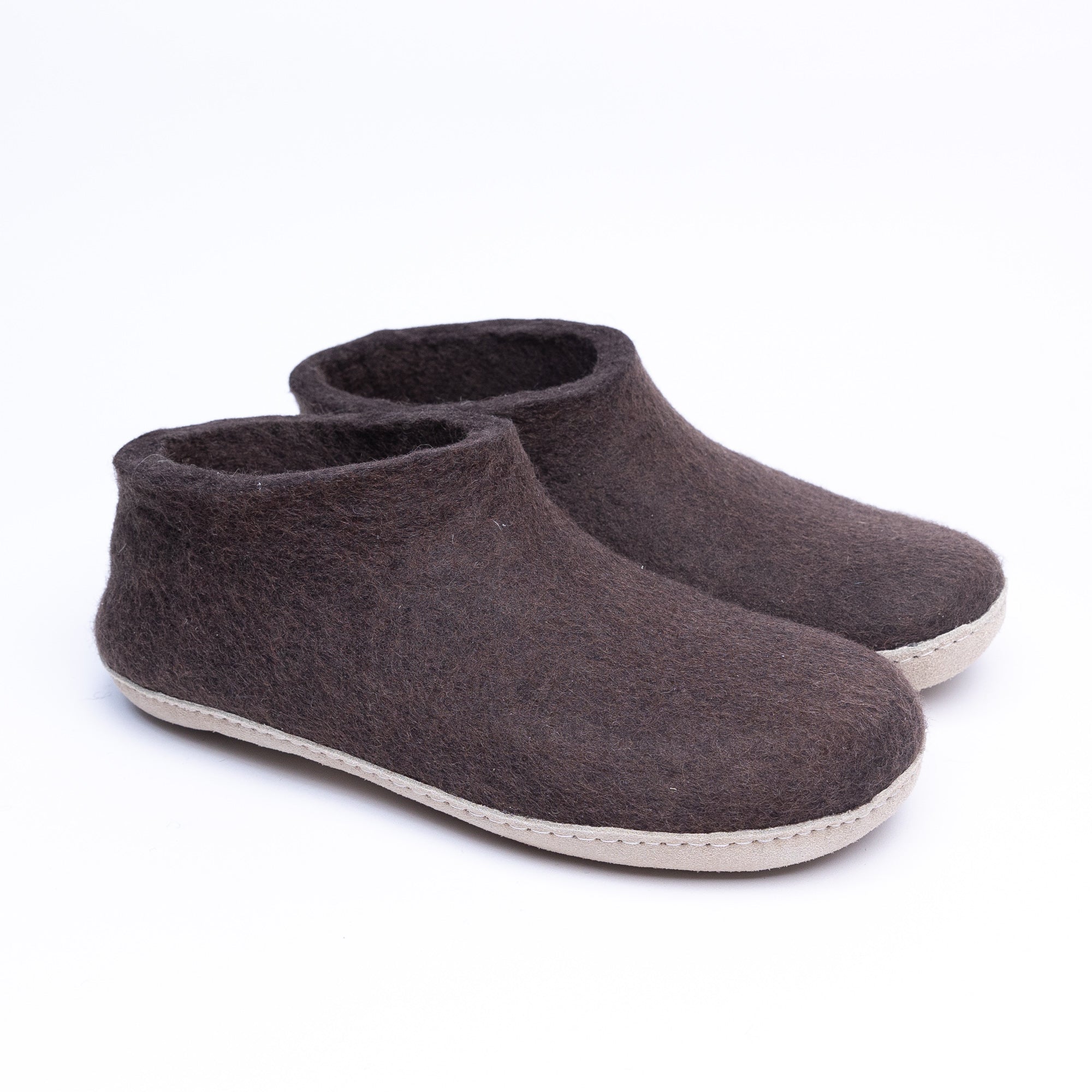 Dark Brown Wool Felt Ankle Boots - Kuuma Shoes