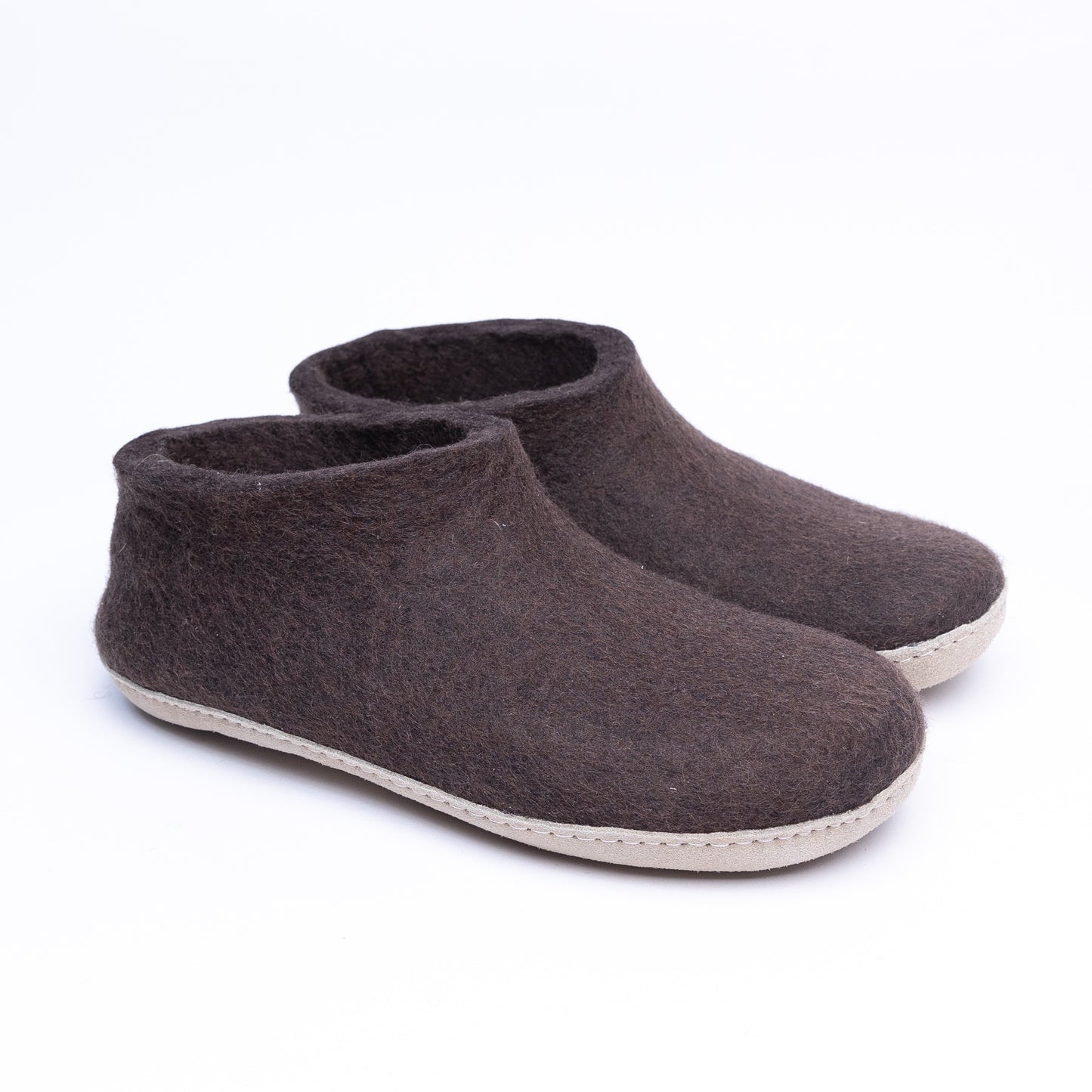 Dark Brown Wool Felt Ankle Boots