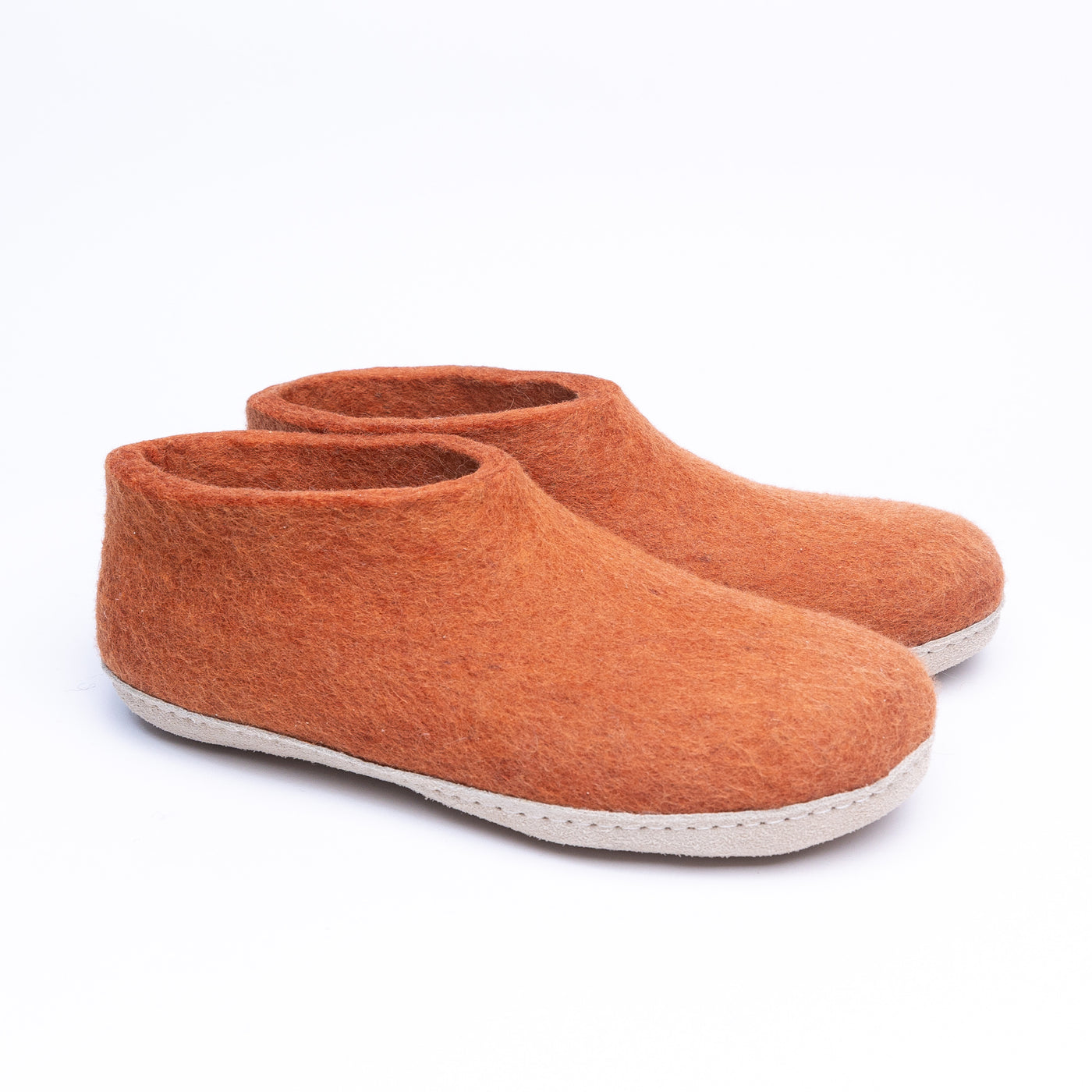 Orange Wool Felt Ankle Boots