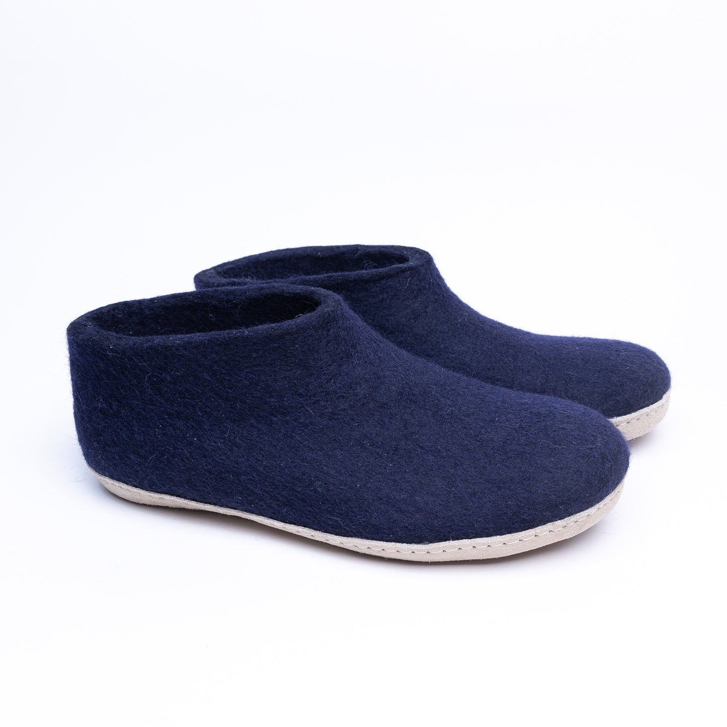 Navy Wool Felt Ankle Boots