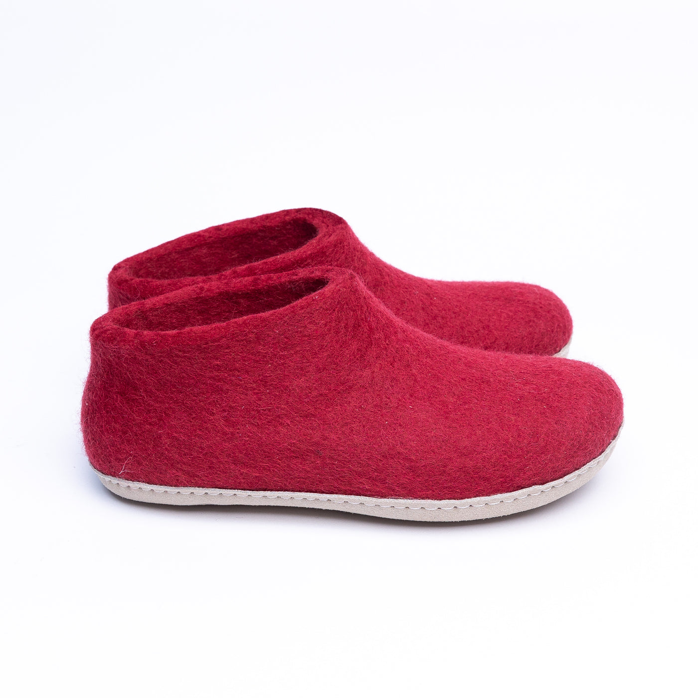 Red Wool Felt Ankle Boots