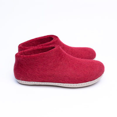 Red Wool Felt Ankle Boots