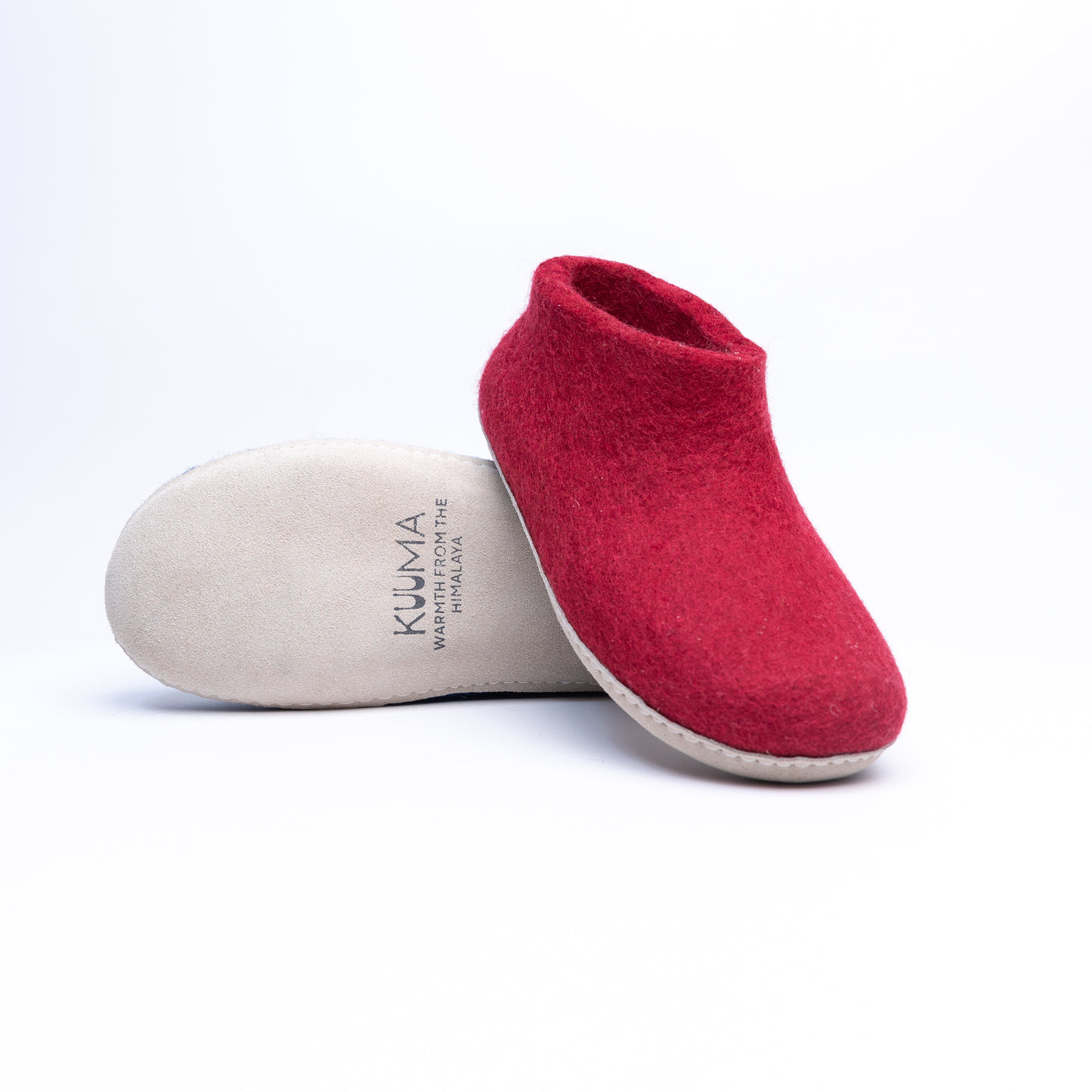 Red Wool Felt Ankle Boots