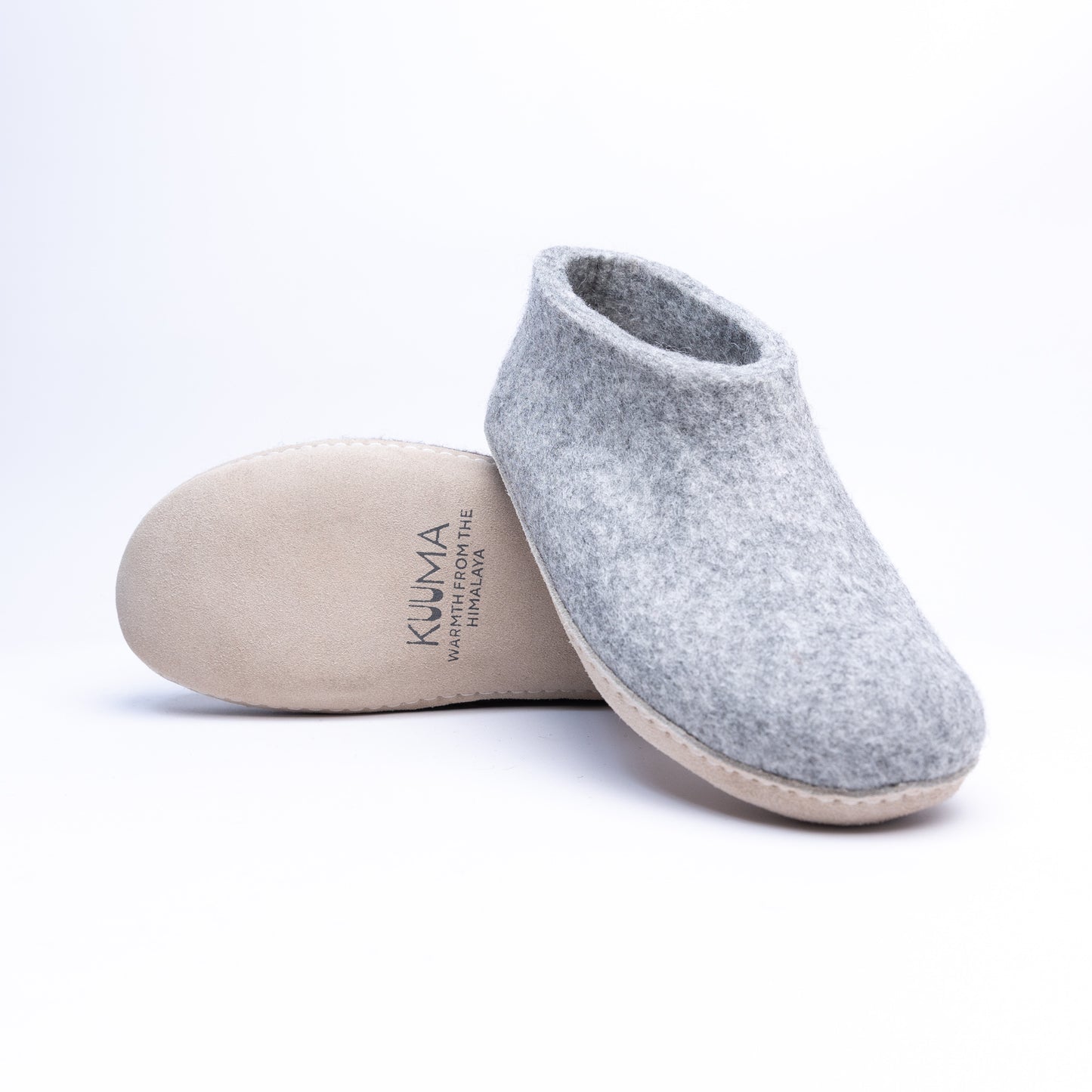 Marbled Light Grey Wool Felt Ankle Boots