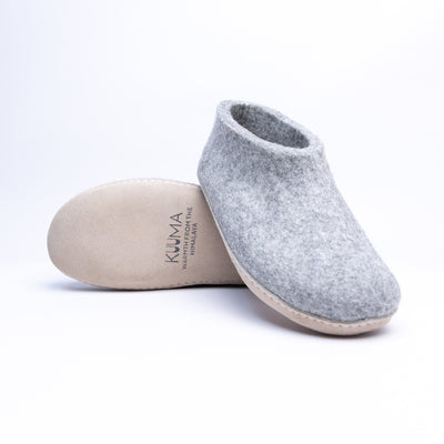 Marbled Light Grey Wool Felt Ankle Boots