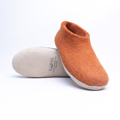 Orange Wool Felt Ankle Boots