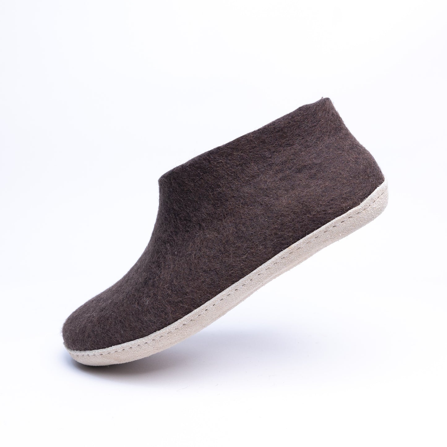 Dark Brown Wool Felt Ankle Boots