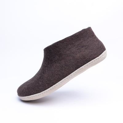 Dark Brown Wool Felt Ankle Boots