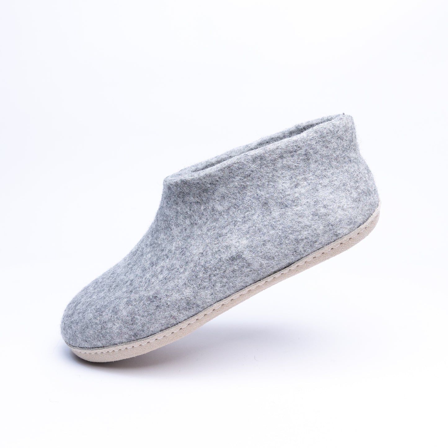 Marbled Light Grey Wool Felt Ankle Boots