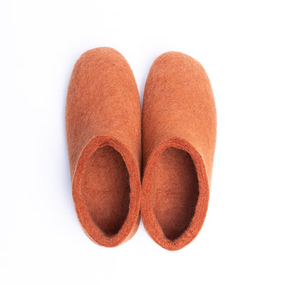Orange Wool Felt Ankle Boots
