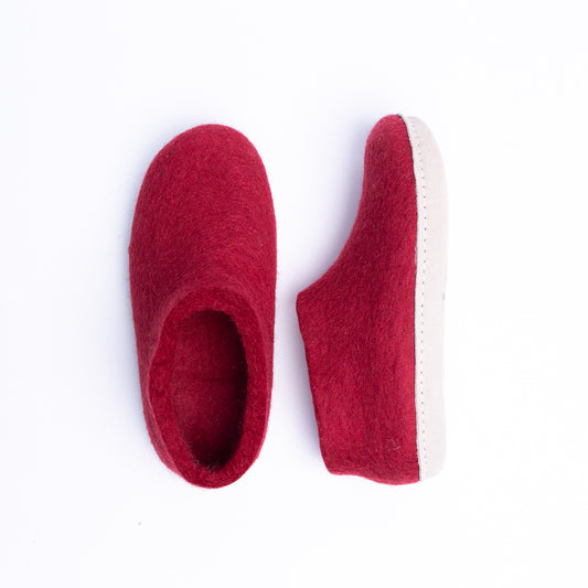 Red Wool Felt Ankle Boots