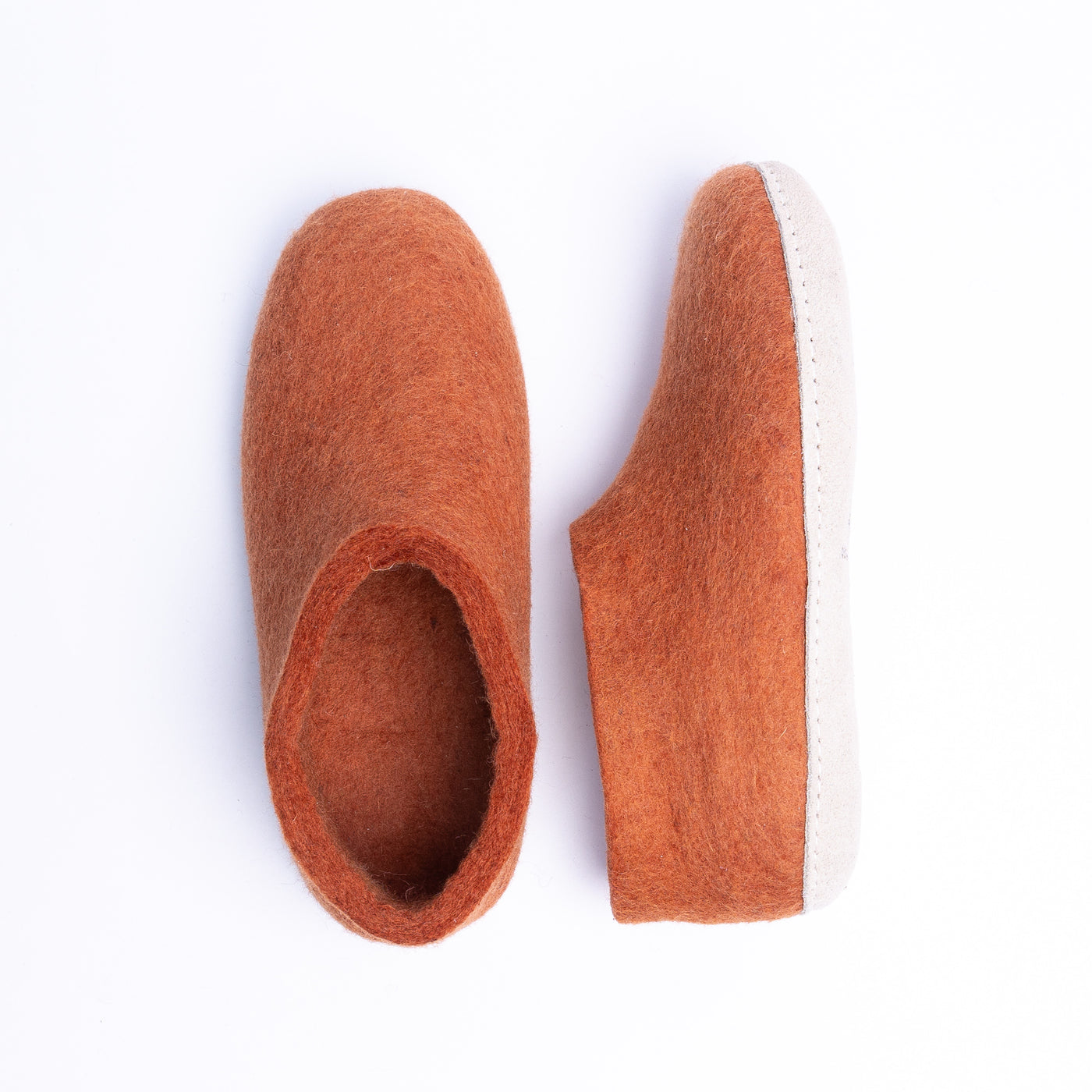 Orange Wool Felt Ankle Boots