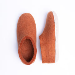 Orange Wool Felt Ankle Boots - Kuuma Shoes