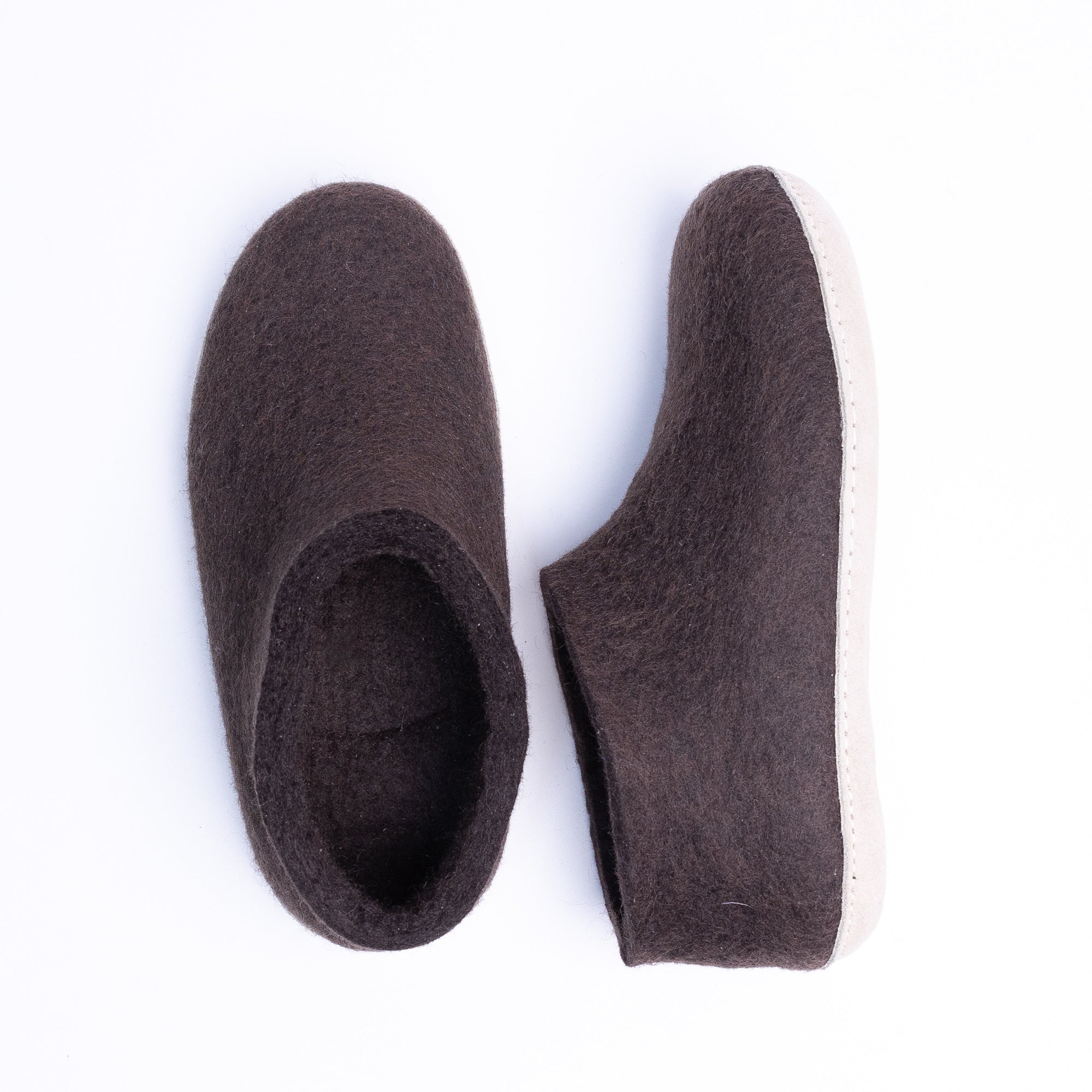 Dark Brown Wool Felt Ankle Boots - Kuuma Shoes
