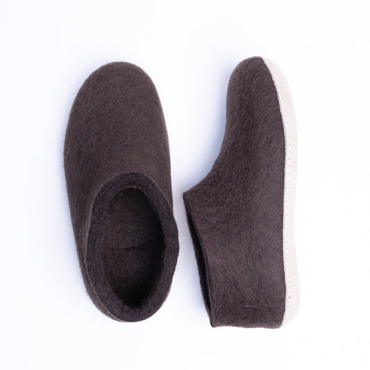 Dark Brown Wool Felt Ankle Boots
