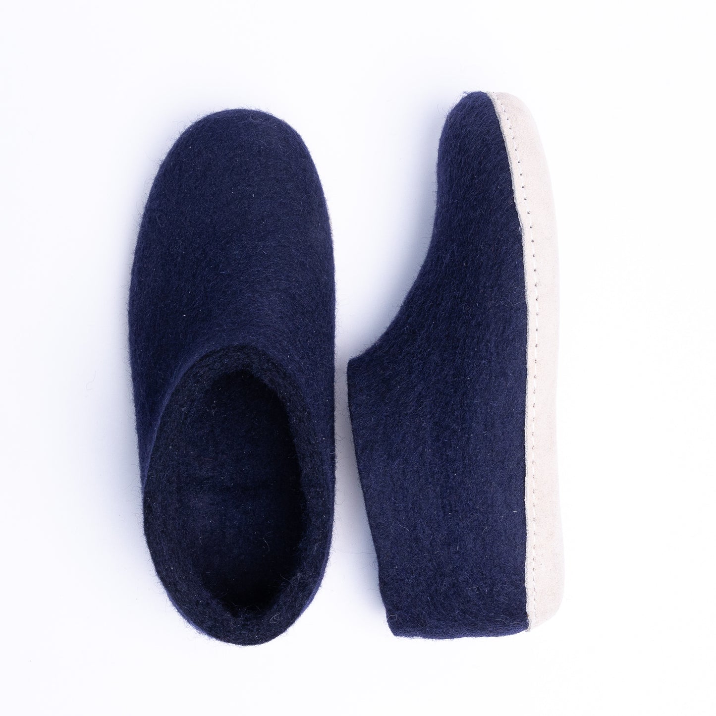 Navy Wool Felt Ankle Boots