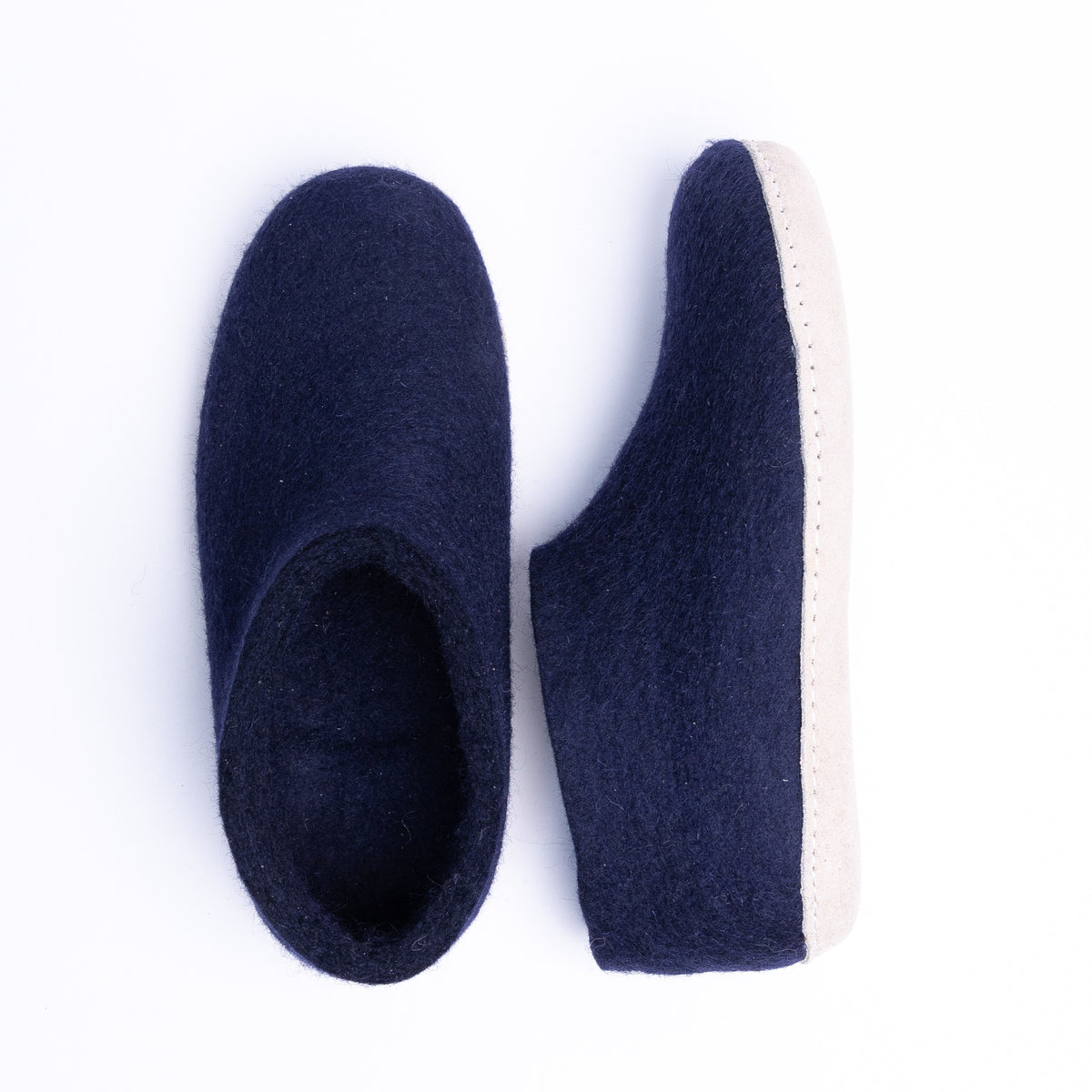 Navy Wool Felt Ankle Boots - Kuuma Shoes