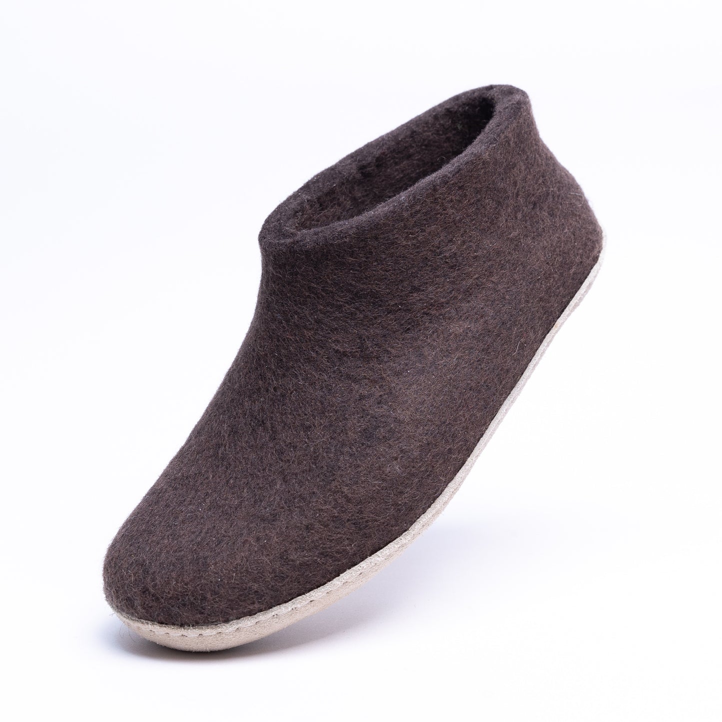 Dark Brown Wool Felt Ankle Boots