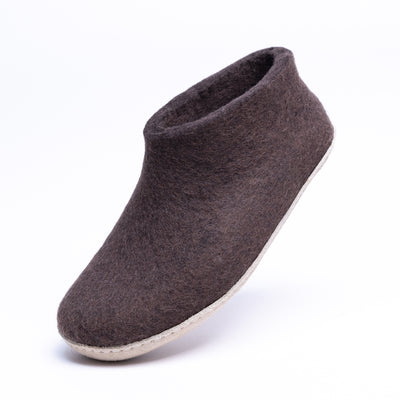 Dark Brown Wool Felt Ankle Boots