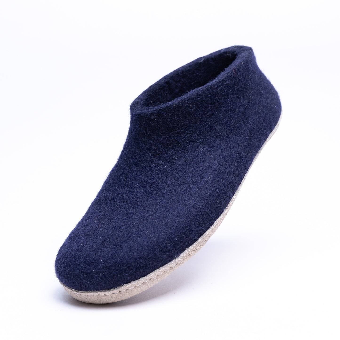 Navy Wool Felt Ankle Boots