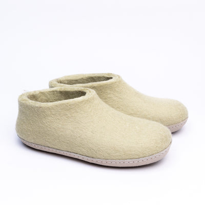 Pastel Green Wool Felt Ankle Boots
