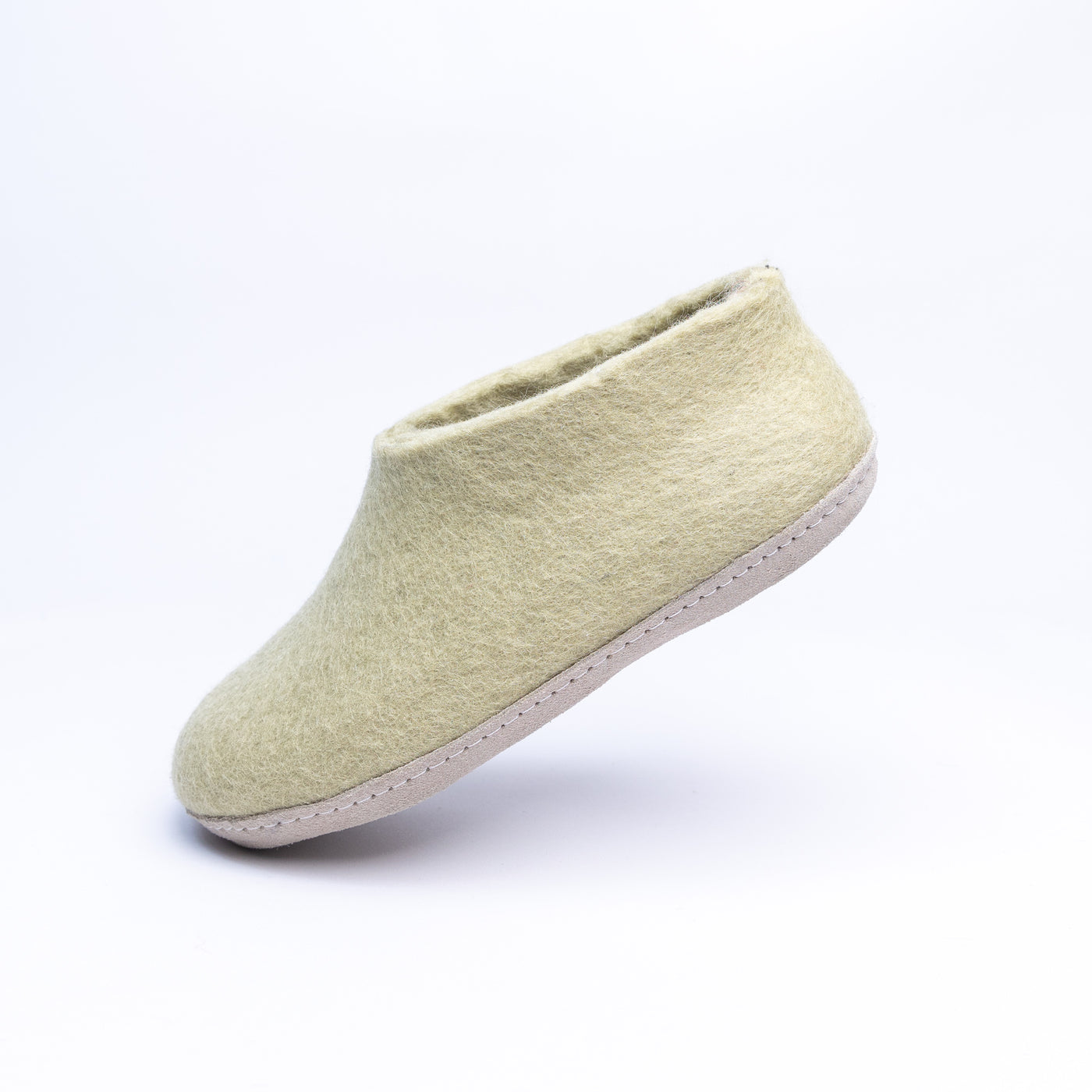 Pastel Green Wool Felt Ankle Boots
