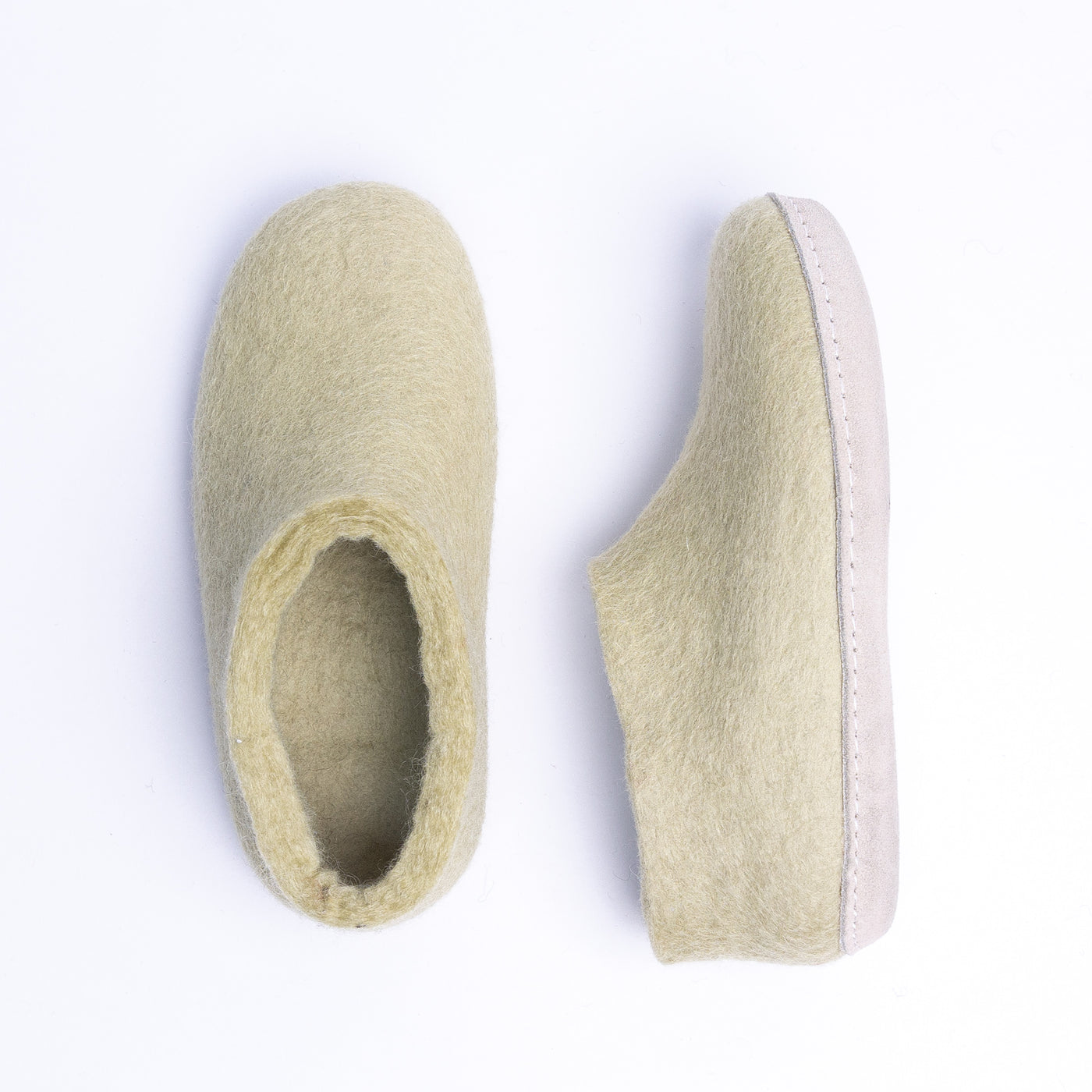 Pastel Green Wool Felt Ankle Boots