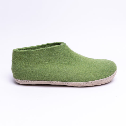 Light Green Wool Felt Ankle Boots