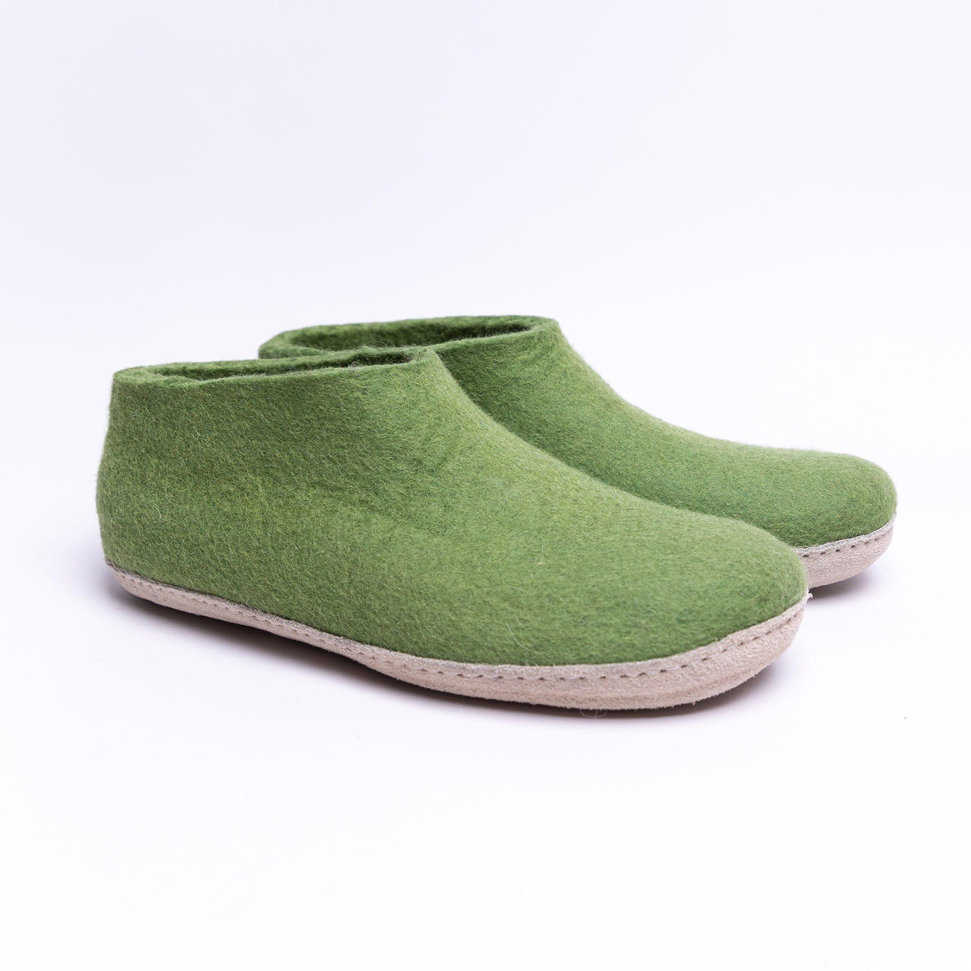 Light Green Wool Felt Ankle Boots