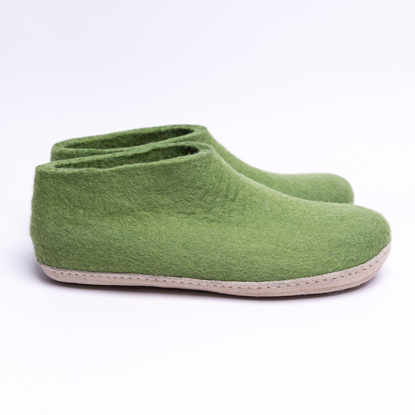 Light Green Wool Felt Ankle Boots