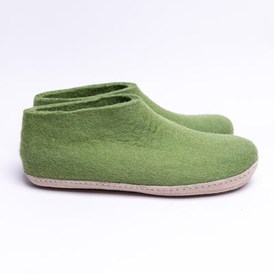 Light Green Wool Felt Ankle Boots