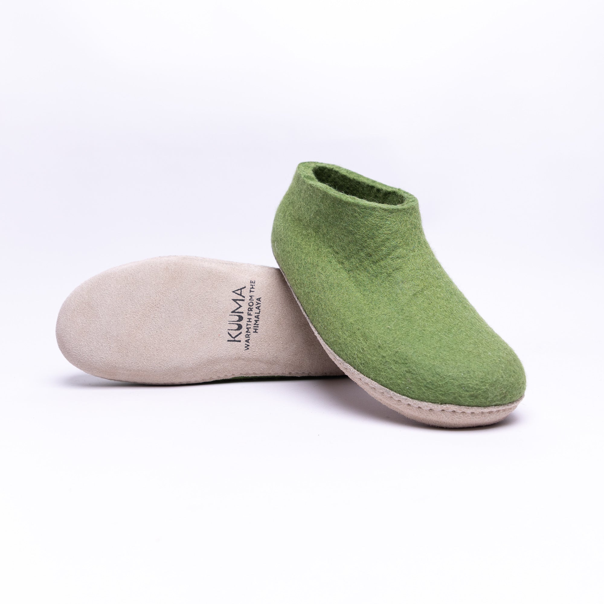 Light Green Wool Felt Ankle Boots - Kuuma Shoes