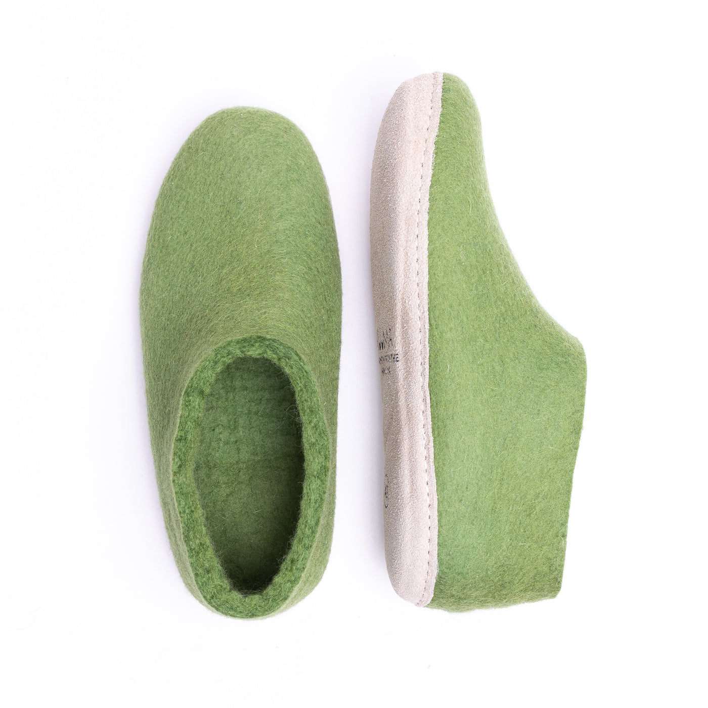 Light Green Wool Felt Ankle Boots