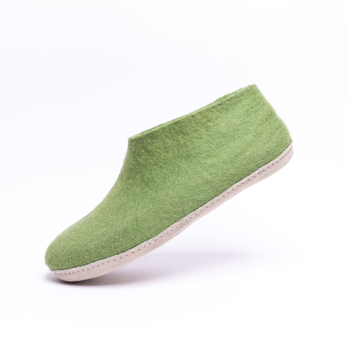 Light Green Wool Felt Ankle Boots