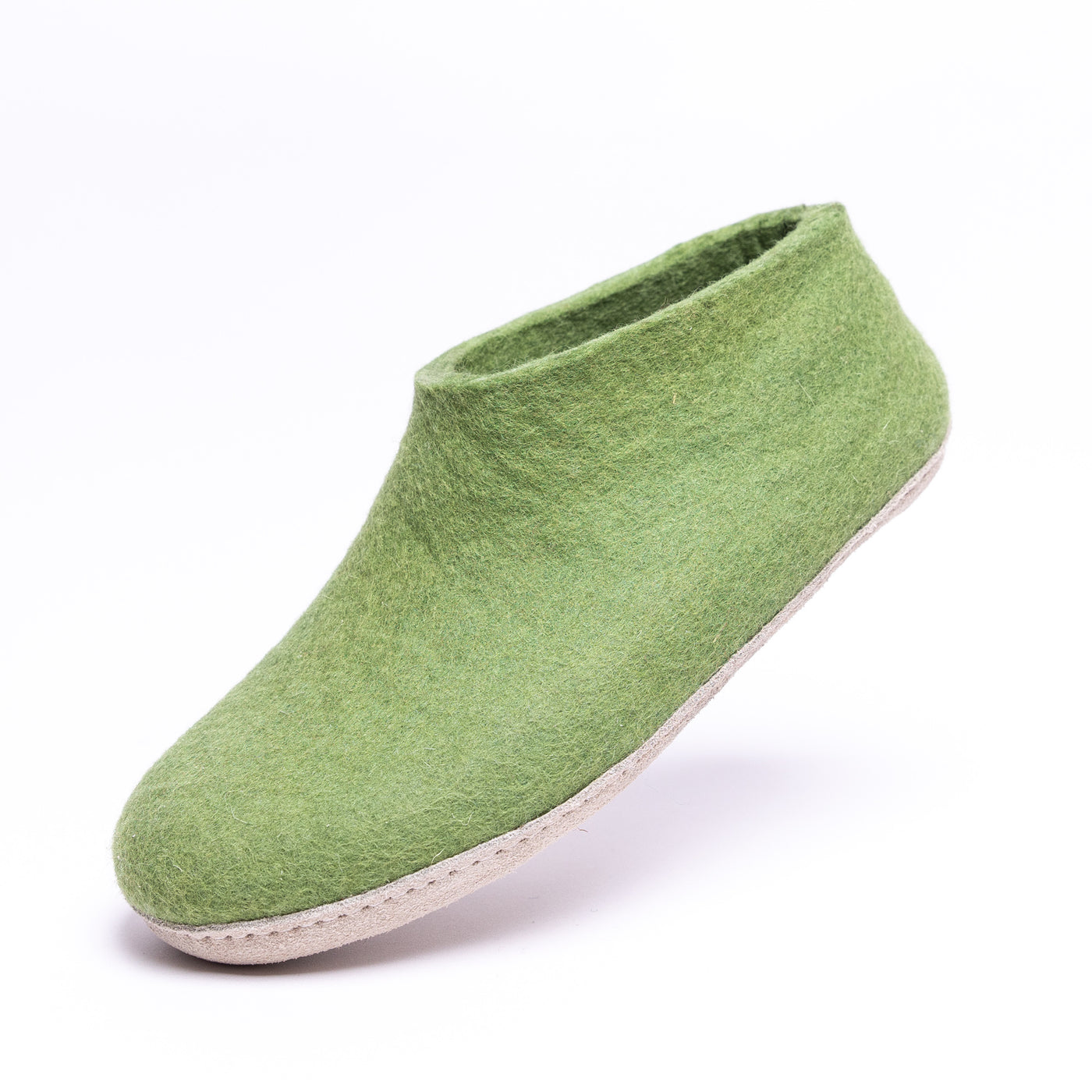 Light Green Wool Felt Ankle Boots