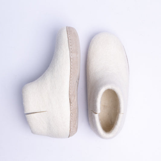 Neutral Cream Wool Felt Boots
