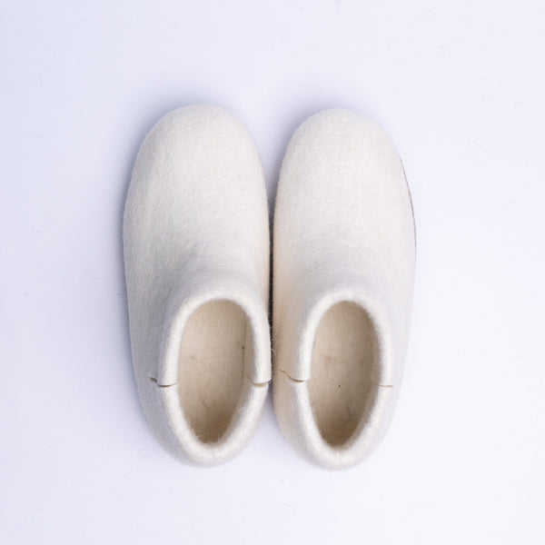 Neutral Cream Wool Felt Boots - Kuuma Shoes