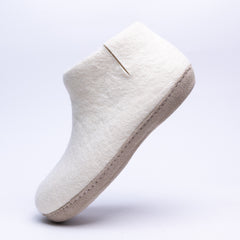 Neutral Cream Wool Felt Boots - Kuuma Shoes