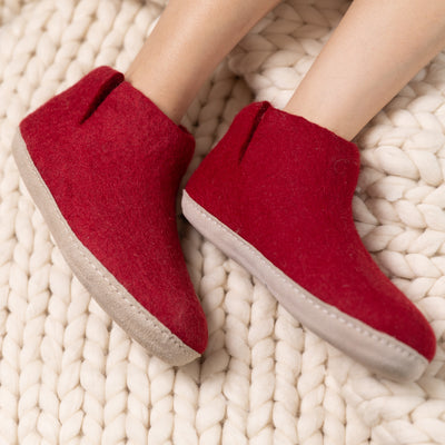 Red Wool Felt Boots