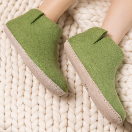 Light Green Wool Felt Boots