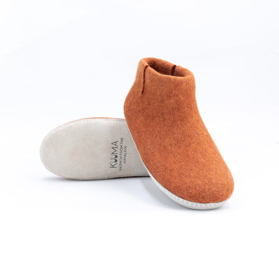 Orange Wool Felt Boots