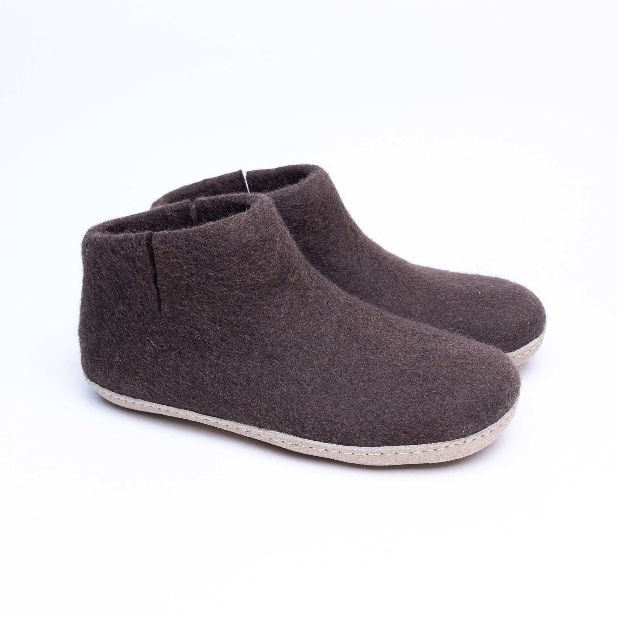 Dark Brown Wool Felt Boots - Kuuma Shoes