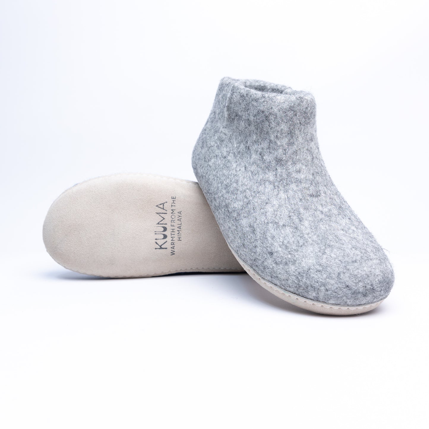 Marbled Light Grey Wool Felt Boots